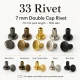 33 Double Cap Rivet 7 mm (0.28") Front Cap / 7 mm (0.28") Back Cap / 7.5 mm (0.30") Post Steel Rivet for wallets and leather