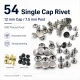 54 Single Cap Rivet 12 mm (0.47") / 7.5 mm (0.29") Post Steel Rivet Set - 500 Pieces