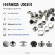 54 Single Cap Rivet 12 mm (0.47") / 7.5 mm (0.29") Post Steel Rivet Set - 500 Pieces