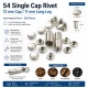 54 Single Cap Rivet 12 mm (0.47") / 7.5 mm (0.29") Post Steel Rivet – 500 Pieces R0004