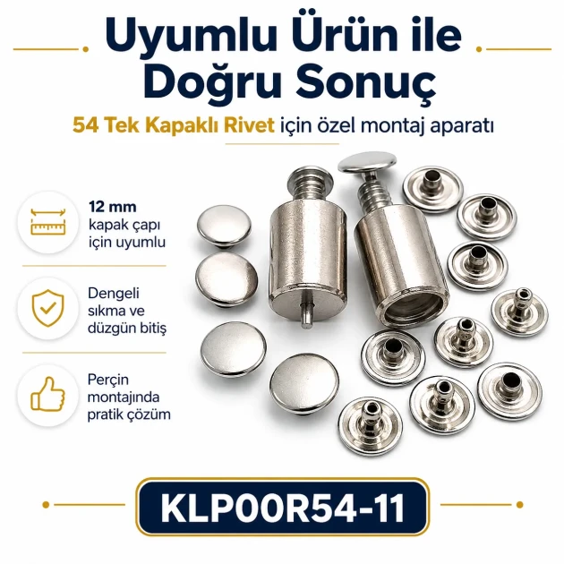 54 Single Cap Rivet 12 mm (0.47") / 7.5 mm (0.29") Post Steel Rivet – 500 Pieces R0004