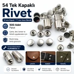54 Single Cap Rivet 12 mm (0.47") / 11 mm (0.43") Long Post Steel Rivet – 500 Pieces R00054-11