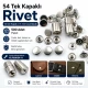 54 Single Cap Rivet 12 mm (0.47") / 7.5 mm (0.29") Post Steel Rivet – 500 Pieces R0004