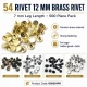 54 Rivet 12 mm (0.47") Cap / 7 mm (0.28") Post Brass Rivet for bags, belts, wallets, and textile accessories - 500 Pieces