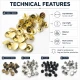 54 Rivet 12 mm (0.47") Cap / 7 mm (0.28") Post Brass Rivet for bags, belts, wallets, and textile accessories - 500 Pieces