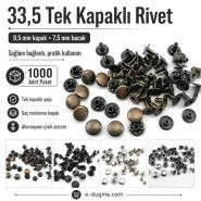 33.5 Single Cap Rivet 9.5 mm (0.37") / 7.5 mm (0.29") Post Steel Rivet – 1000 Pieces R000595