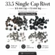 33.5 Single Cap Rivet 9.5 mm (0.37") / 7.5 mm (0.29") Post Steel Rivet for bags, leather goods, and textile accessories
