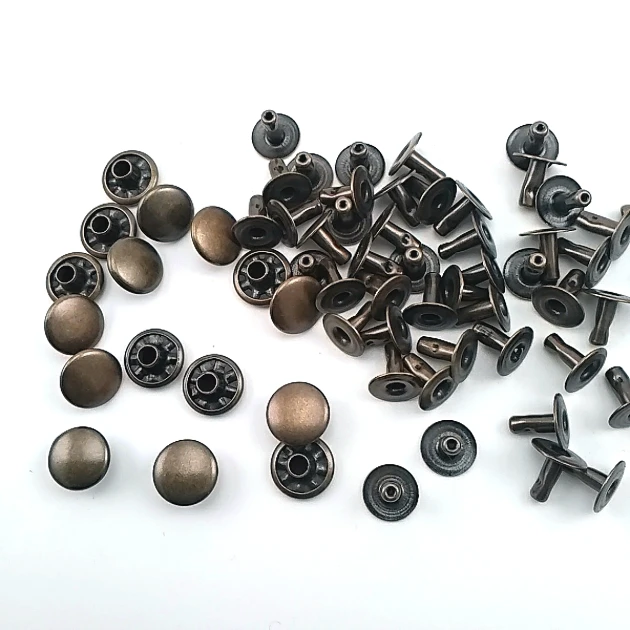 33.5 Single Cap Rivet 9.5 mm (0.37") / 7.5 mm (0.29") Post Steel Rivet for bags, leather goods, and textile accessories