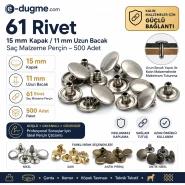 61 Rivet 15 mm (0.59") Cap / 11 mm (0.43") Long Post Steel Rivet – 500 Pieces R00061-11