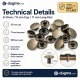 61 Rivet with 15 mm (0.59") Cap and 11 mm (0.43") Long Post, Steel Rivet for Handbags and Leather Goods - 500 Pieces