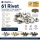 61 Rivet with 15 mm (0.59") Cap and 11 mm (0.43") Long Post, Steel Rivet for Handbags and Leather Goods - 500 Pieces