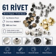 61 Rivet 15 mm (0.59") Cap / 7 mm (0.28") Post Steel Rivet – 500 Pieces R00061-7