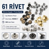 61 Rivet 15 mm (0.59") Cap / 7 mm (0.28") Post Steel Rivet – 500 Pieces R00061-7