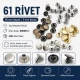 61 Rivet 15 mm (0.59") Cap with 7 mm (0.28") Post Steel Rivet for bags, belts, and leather goods - 500 Pieces