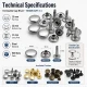 61 Double Cap Rivet 15 mm (0.59") Cap and 12 mm (0.47") Back Cap with 11 mm (0.43") Long Post Steel Rivet for Handbags