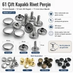 61 Double Cap Rivet 15 mm (0.59") Cap / 12 mm (0.47") Back Cap / 11 mm (0.43") Long Post Steel Rivet – 500 Sets R00061CFT-11