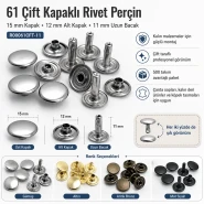 61 Double Cap Rivet 15 mm (0.59") Cap / 12 mm (0.47") Back Cap / 11 mm (0.43") Long Post Steel Rivet – 500 Sets R00061CFT-11