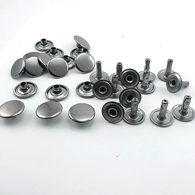 61 Double Cap Rivet 15 mm (0.59") Cap and 12 mm (0.47") Back Cap with 11 mm (0.43") Long Post Steel Rivet for Handbags
