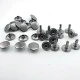 61 Double Cap Rivet 15 mm (0.59") Cap and 12 mm (0.47") Back Cap with 11 mm (0.43") Long Post Steel Rivet for Handbags