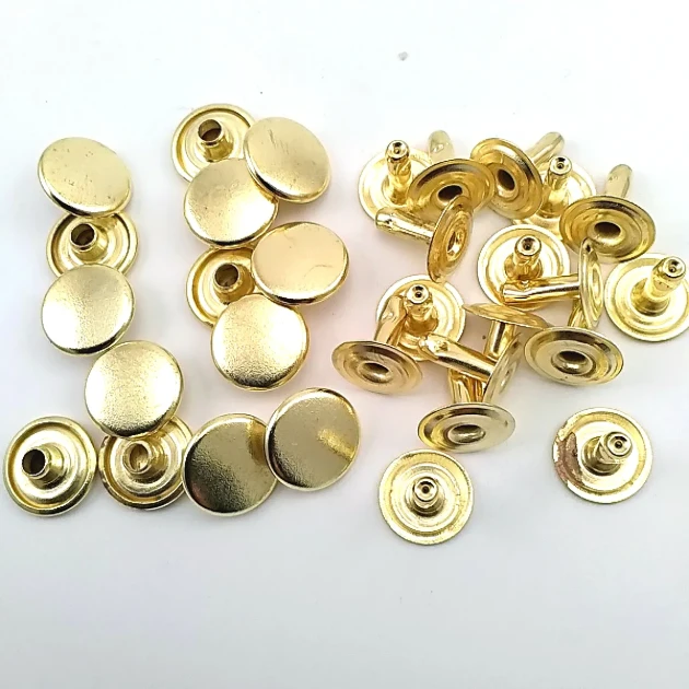 61 Double Cap Rivet 15 mm (0.59") Cap and 12 mm (0.47") Back Cap with 11 mm (0.43") Long Post Steel Rivet for Handbags