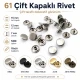 61 Double Cap Rivet 15 mm (0.59") Cap, 12 mm (0.47") Back Cap, 7 mm (0.28") Post Steel Rivet Set - 500 Sets