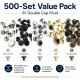 61 Double Cap Rivet 15 mm (0.59") Cap, 12 mm (0.47") Back Cap, 7 mm (0.28") Post Steel Rivet Set - 500 Sets
