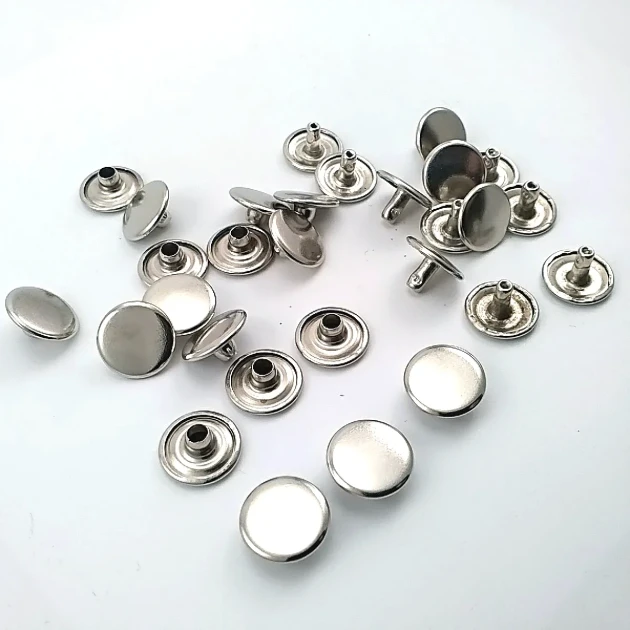 61 Double Cap Rivet 15 mm (0.59") Cap, 12 mm (0.47") Back Cap, 7 mm (0.28") Post Steel Rivet Set - 500 Sets