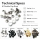 61 Double Cap Rivet 15 mm (0.59") Cap, 12 mm (0.47") Back Cap, 7 mm (0.28") Post Steel Rivet Set - 500 Sets