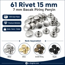61 Rivet 15 mm (0.59") Cap / 7 mm (0.28") Post Brass Rivet – 500 Pieces R00061PR-7