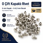 0 Double Cap Rivet 6 mm (0.24") Front Cap / 6 mm (0.24") Back Cap / 6–6.5 mm (0.24"–0.26") Post Steel Rivet – 1000 Sets R0006CFT