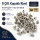 0 Double Cap Rivet 6 mm (0.24") Front Cap / 6 mm (0.24") Back Cap / 6–6.5 mm (0.24"–0.26") Post Steel Rivet for wallets and