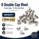 0 Double Cap Rivet 6 mm (0.24") Front Cap / 6 mm (0.24") Back Cap / 6–6.5 mm (0.24"–0.26") Post Steel Rivet for wallets and