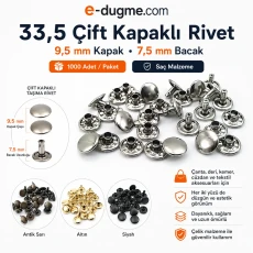 33.5 Double Cap Rivet 9.5 mm (0.37") Steel Rivet – 1000 Pieces R00335CFT
