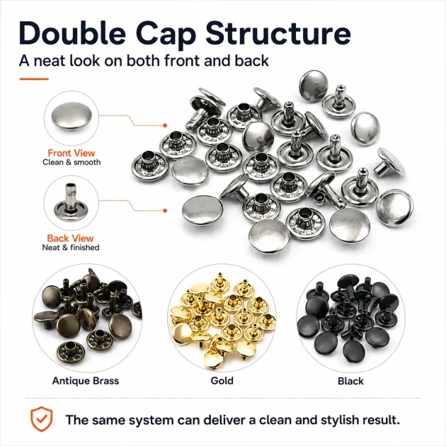 0,35" Rivet 9 mm Double Cap Rivet, Metal Material (1000 Pieces/Pack) R00335CFT