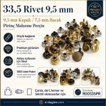 33.5 Rivet 9.5 mm (0.37") Cap / 7.5 mm (0.29") Post Brass Rivet – 1000 Pieces R00335PR