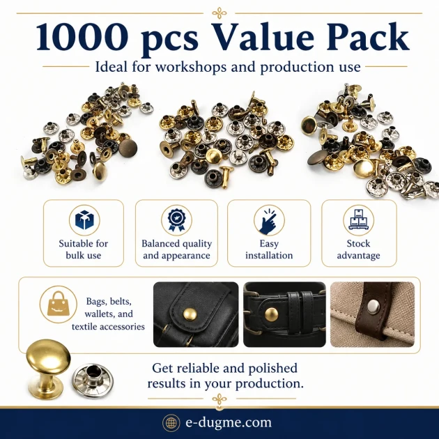 33.5 rivet 9.5 mm (0.37") cap with 7.5 mm (0.29") post brass rivet for bags and leather goods