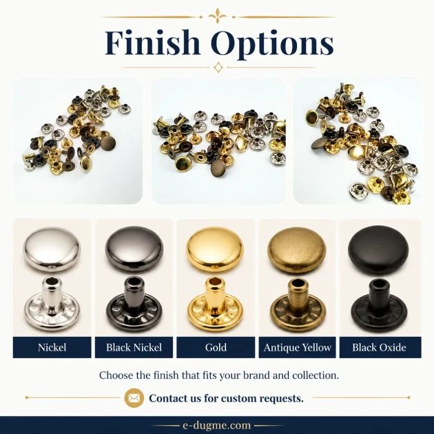 33.5 rivet 9.5 mm (0.37") cap with 7.5 mm (0.29") post brass rivet for bags and leather goods