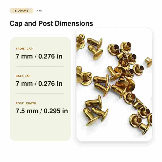 33 Rivet 7 mm Çift Kapaklı 7,5 mm Bacak Pirinç Perçin - 1000 Adet R0033PR