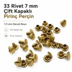 33 Rivet 7 mm Çift Kapaklı 7,5 mm Bacak Pirinç Perçin 1000 Adet R0033PR