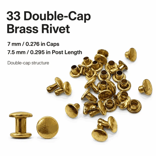 33 Rivet 7 mm Çift Kapaklı 7,5 mm Bacak Pirinç Perçin - 1000 Adet R0033PR