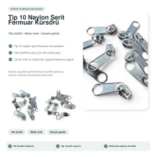 Tip 10 Tek Elcikli Naylon Fermuar Kürsörü Çadır, Branda ve Bavul İçin EKRSTT10