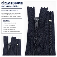 Pocket Zipper Nylon 10 cm / 3.94 in N3 for Wallets, Pouches and Organizers Closed End ENC0010T5