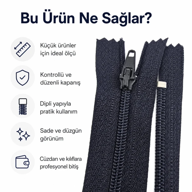 12 cm / 4.72 in Nylon Wallet Zipper Closed End for Pockets and Organizers