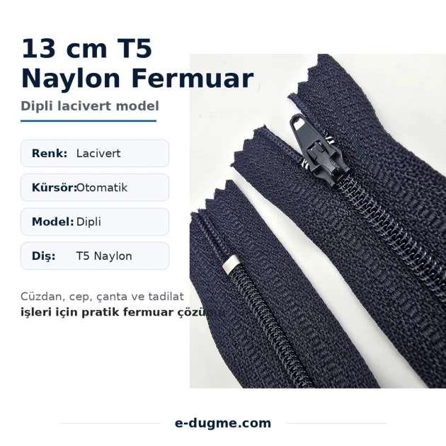 Nylon Wallet Zipper 13 cm T5 Bottom