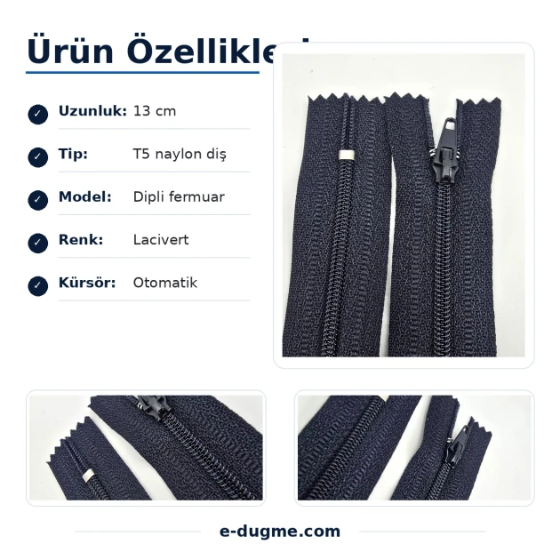 Nylon Wallet Zipper 13 cm T5 Bottom