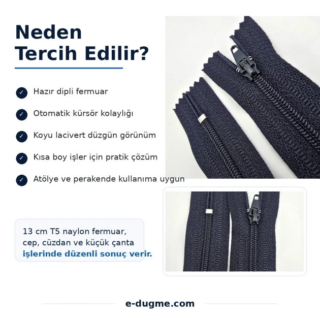Nylon Wallet Zipper 13 cm T5 Bottom