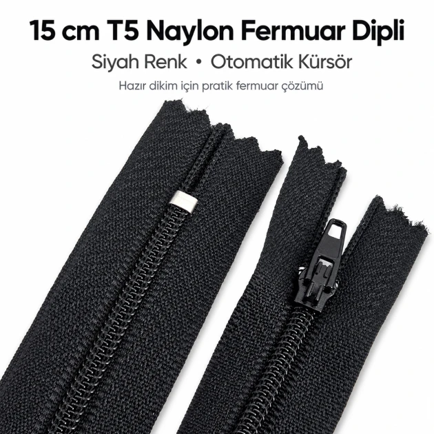 Nylon Wallet Zipper 15 cm #3 Bottom