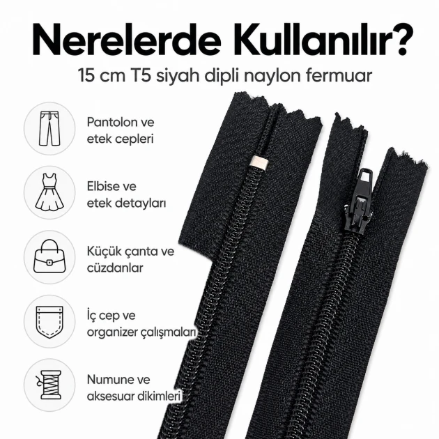 Nylon Wallet Zipper 15 cm #3 Bottom