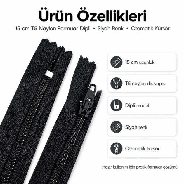 Nylon Wallet Zipper 15 cm #3 Bottom