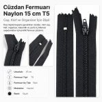 Cüzdan Fermuarı Naylon 15 cm T5 Cep, Kılıf ve Organizer İçin Dipli ENC0015T5